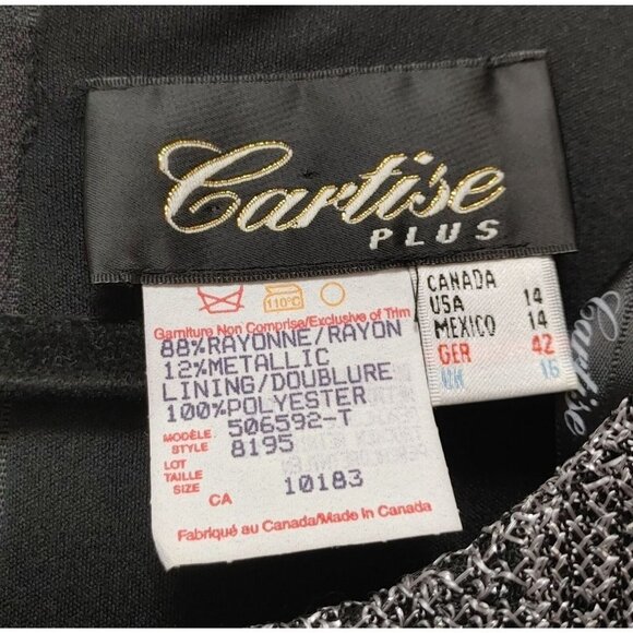 Vintage Cartise Plus Women's Silver Maxi Dress w/Fringe  Short Sleeve Size 14 - Picture 3 of 4